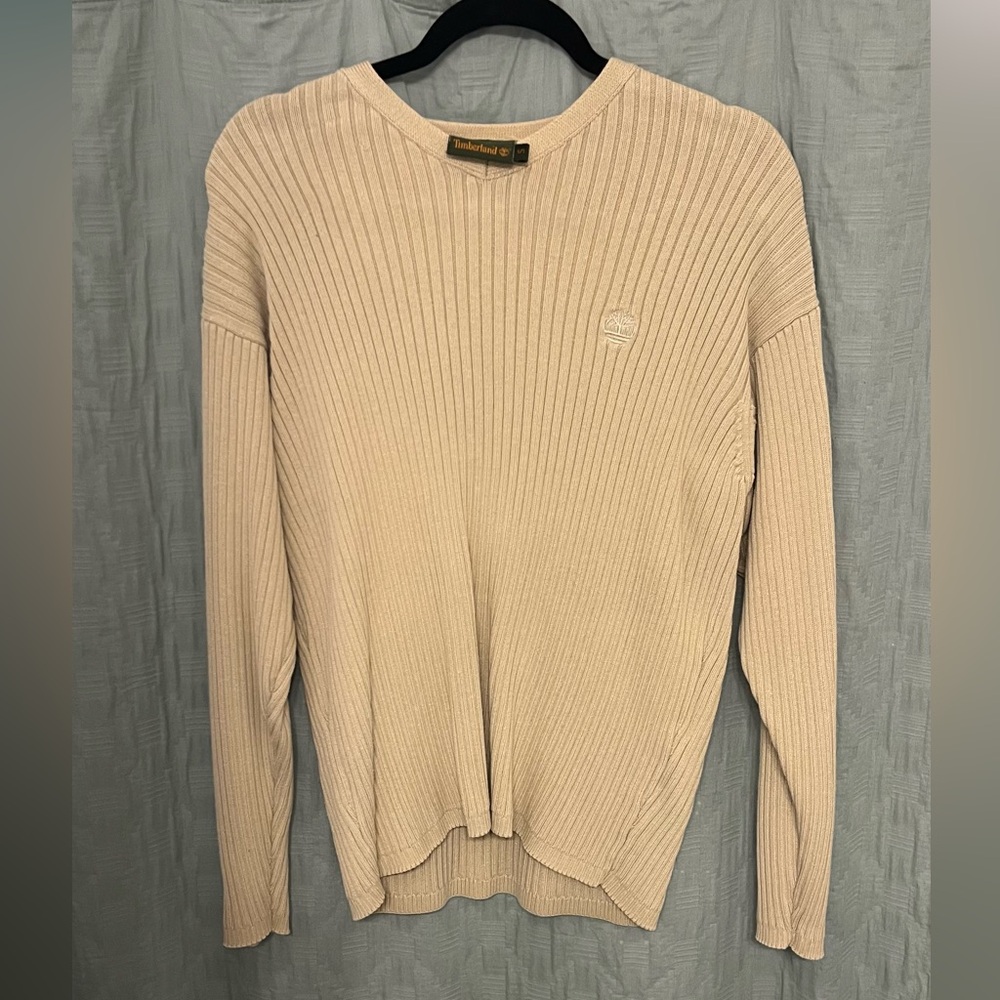 Timberland Women's Tan Ribbed Turtleneck Sweater
